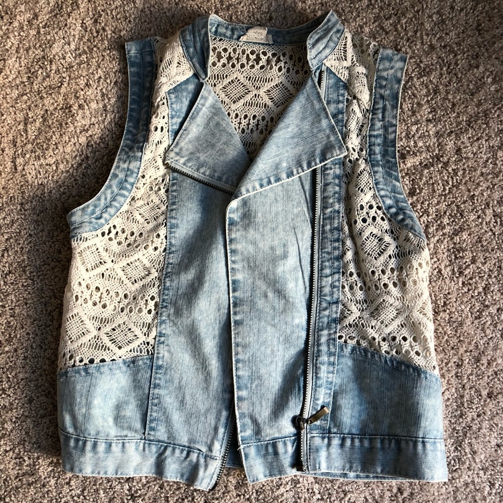 NORDSTROM DENIM LACE VEST